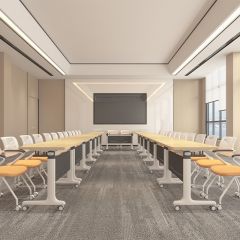 折叠拼接培训桌可移动会议桌翻转桌椅教育机构组合带轮侧翻办公桌